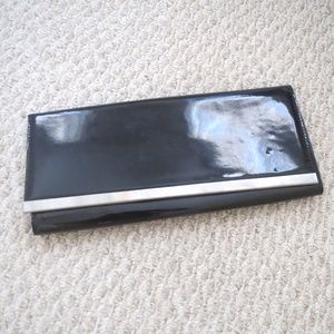 CHARLOTTE RUSSE LONG BLACK PATENT CLUTCH PURSE